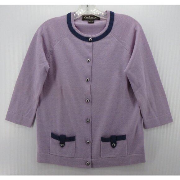 Coach Sweater Large Merino Wool Cardigan Button Up Crewneck Knit * - Picture 1 of 11